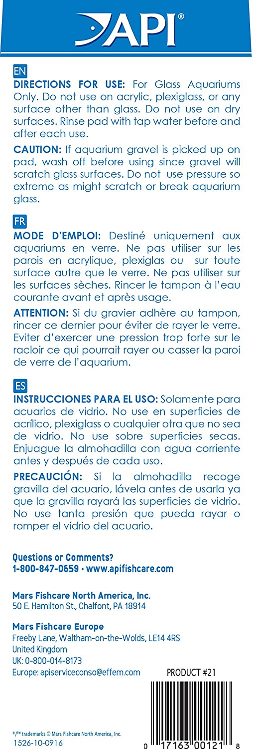 API DOC WELLFISH'S ALGAE SCRAPER FOR GLASS AQUARIUMS (18" LONG)