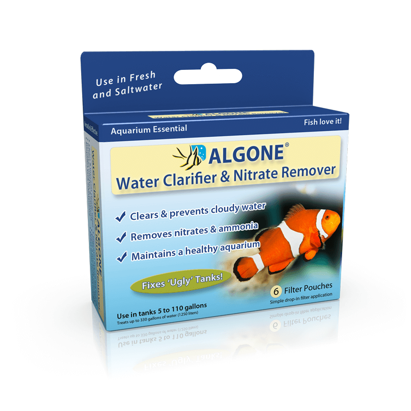 ALGONE AQUARIUM WATER CLARIFIER & NITRATE REMOVER FOR FRESHWATER,SALTWATER,REEF, & PLANTED AQUARIUMS